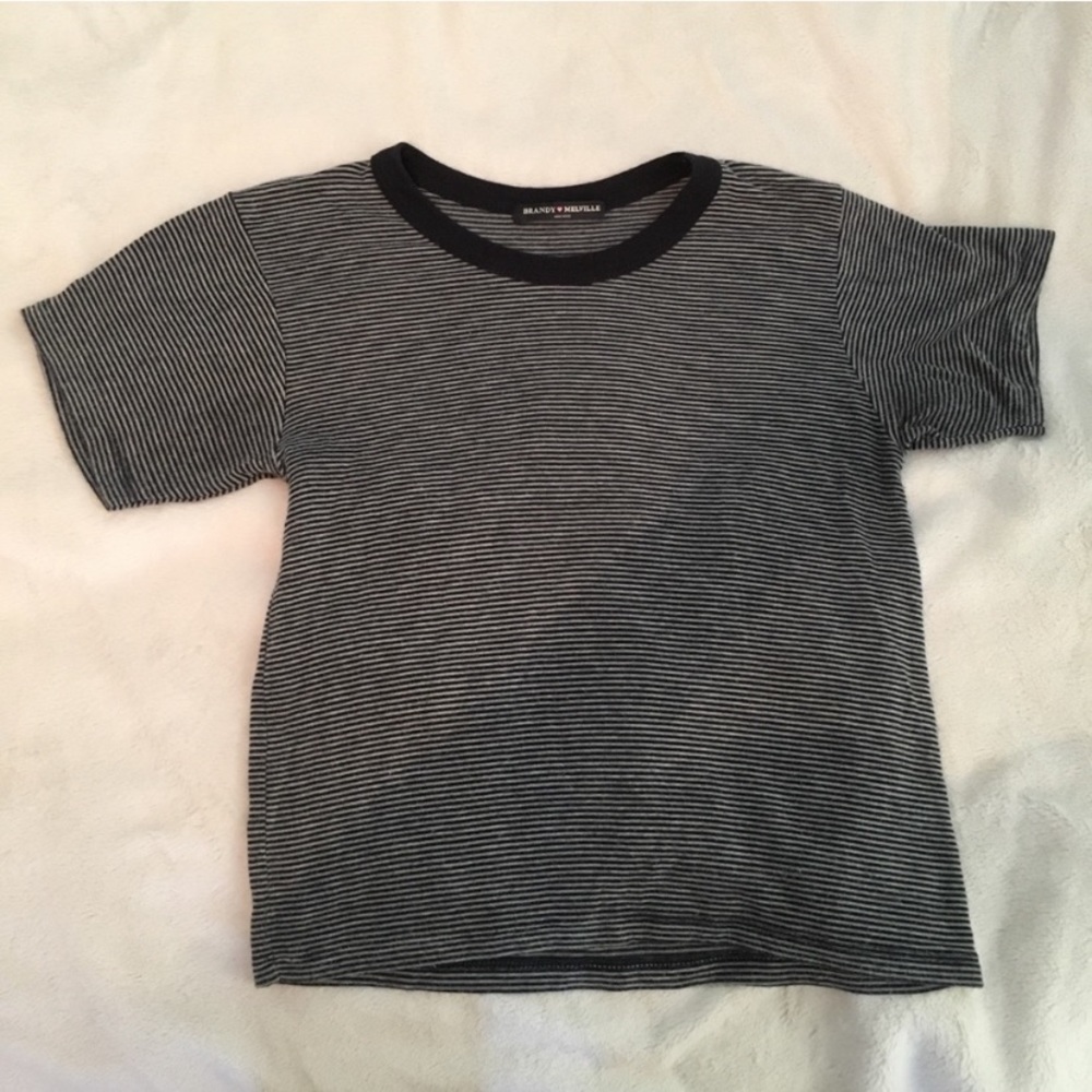 Brandy Melville Navy Blue Stripe Tee